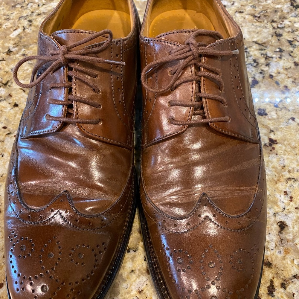 Mercanti Florentini size 9.5, brown leather dress shoes.